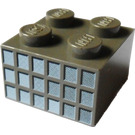 LEGO Donkergrijs Steen 2 x 2 met 18 Klein Squares (Venster Panes) in Fading Grays Patroon Aan Tegenoverliggende zijden (3003)