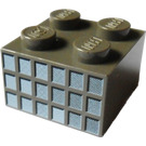 LEGO Dark Gray Brick 2 x 2 with 18 Small Squares (Window Panes) in Fading Grays Pattern on Opposite Sides (3003 / 84508)