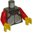 LEGO Donkergrijs Kasteel Torso met Zilver Breastplate en Chainmail met Rood Armen en Geel Handen (973 / 73403)