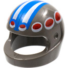 LEGO Dark Gray Crash Helmet with Blue and White Stripes and Red and White Dots Pattern (2446 / 45293)