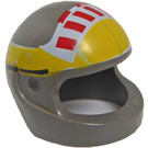 LEGO Dark Gray Crash Helmet with Red / Yellow A-Wing Stripe (Large) (2446 / 84215)