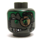 LEGO Dark Gray Insectoids Villian with Airtanks Minifigure head with Green Hair and Copper Eyepiece Head (Safety Stud) (3626)