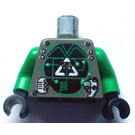 LEGO Dark Gray Insectoids Villian with Airtanks Minifigure head with Green Hair and Copper Eyepiece Torso (973 / 73403)