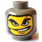 LEGO Dark Gray Minifigure Head with Decoration (Safety Stud) (3626)
