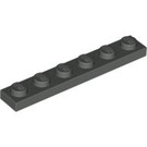 LEGO Donkergrijs Plaat 1 x 6 (3666)