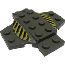 LEGO Dark Gray Plate 6 x 6 x 0.667 Cross with Dome with Black and Yellow Danger Stripes (30303)