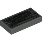 LEGO Ciemny szary Płytka 1 x 2 z PC Keyboard Wzór z rowkiem (46339 / 50311)