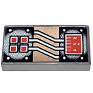 LEGO Dunkelgrau Fliese 1 x 2 mit Stachelrochen Control Panel mit Nut (3069 / 82968)