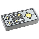 LEGO Dunkelgrau Fliese 1 x 2 mit Gelb Buttons und Knob Controls mit Nut (3069 / 49038)