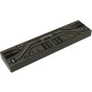 LEGO Dark Gray Tile 1 x 4 with Copper, Silver and Black Circuitry (2431)