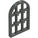 LEGO Dark Gray Window Pane 1 x 2 x 2.7 Rounded Top with Twisted Bars (30045)