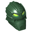 LEGO Dark Green Bionicle Inika Toa Kongu Head with Lime Eyes (56660)