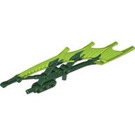 LEGO Dark Green Bionicle Weapon Shield Half Ribbed Narrow with Marbled Lime Edge (64264 / 64267)