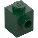 LEGO Mörkgrön Kloss 1 x 1 med Knopp på Ett Sida (87087)