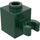 LEGO Donkergroen Steen 1 x 1 met Verticaal Klem (Open 'O'-clip, holle knop) (60475 / 65460)