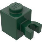 LEGO Dark Green Brick 1 x 1 with Vertical Clip ('U' Clip, Solid Stud) (30241 / 60475)