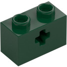 LEGO Dark Green Brick 1 x 2 with Axle Hole ('+' Opening and Bottom Tube) (31493 / 32064)