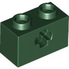LEGO Dark Green Brick 1 x 2 with Axle Hole ('+' Opening and Bottom Tube) (31493 / 32064)