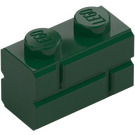 LEGO Dunkelgrün Stein 1 x 2 mit Embossed Bricks (98283)