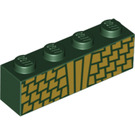 LEGO Dunkelgrün Backstein 1 x 4 mit gold chainmail armour (aquaman) (3010 / 37149)