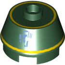 LEGO Donkergroen Steen 2 x 2 Rond met Sloped Zijkanten met R1 Droid Hoofd (18093 / 98100)