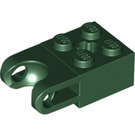 LEGO Mørkegrøn Klods 2 x 2 med Kugleled og Axlehole (Wide Open Socket) (92013)