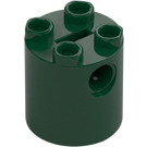 LEGO Dark Green Brick 2 x 2 x 2 Round with Bottom Axle Holder 'x' Shape '+' Orientation (30361)