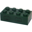 LEGO Dark Green Brick 2 x 4 with 2 Hatches Sticker (3001)