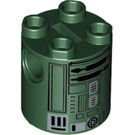 LEGO Dark Green Cylinder 2 x 2 x 2 Robot Body with Christmas Astromech Tree Decoration (Undetermined) (17234)