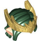 LEGO Donkergroen Haar met zijscheiding met Gold Tiara en Elf Oren (31581)