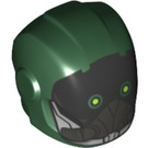 LEGO Dark Green Helmet with Smooth Front with Black mask with Yellow Eyes (28631 / 34664)