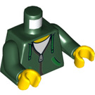 LEGO Dunkelgrün Minifig Torso - Hoodie mit Green Lace Ties und Pocket Trims over Weiß Shirt (973 / 76382)