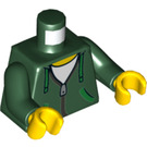 LEGO Dunkelgrün Minifigur Torso - Kapuzenpullover mit Grün Lace Ties und Pocket Trims over Weiß Hemd (973 / 76382)