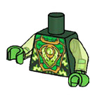 LEGO Dark Green Minifig Torso with Dragon Head and Transparent Bright Green Arms (973)