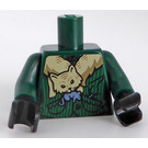 LEGO Dark Green Minifig Torso with Pinstripe Jacket with Cat Holding Mouse (973)