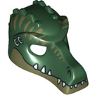 LEGO Dark Green Minifigure Crocodile Head with Teeth, Earrings and Olive Green Stripes Pattern (12551 / 12836)