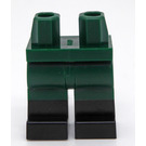 LEGO Donkergroen Minifiguur Heupen en benen met Zwart Boots (21019 / 77601)