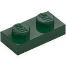 LEGO Donkergroen Plaat 1 x 2 (3023 / 28653)