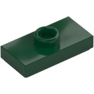 LEGO Dark Green Plate 1 x 2 with 1 Stud (with Groove and Bottom Stud Holder) (15573 / 78823)