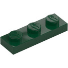 LEGO Mørk grønn Plate 1 x 3 (3623)