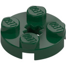 LEGO Dark Green Plate 2 x 2 Round with Axle Hole (with '+' Axle Hole) (4032)