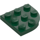 LEGO Tummanvihreä Levy 3 x 3 Pyöreä Kulma (30357)