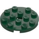 LEGO Dark Green Plate 4 x 4 Round with Hole and Snapstud (60474)