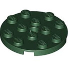 LEGO Dark Green Plate 4 x 4 Round with Hole and Snapstud (60474)