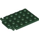 LEGO Dunkelgrün Platte 4 x 6 Trap Tür Flaches Scharnier (92099)