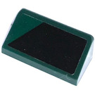 LEGO Dark Green Slope 1 x 2 (31°) with Black Decor right Sticker (85984)