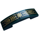 LEGO Dark Green Slope 1 x 4 Curved Double with Golden Holly decoration  Sticker (93273)