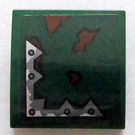 LEGO Donkergroen Helling 2 x 2 Gebogen met Zilver en Reddish Brown Decoratie - Rechtsaf Kant Sticker (15068)