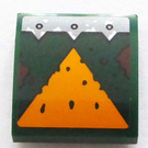 LEGO Dark Green Slope 2 x 2 Curved with Silver Decoration and Bright Light Orange Triangle Sticker (15068)