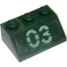 LEGO Donkergroen Helling 2 x 3 (45°) met '03' Sticker (3038)
